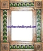 rectangular 21"x15" tin framed hand hammered mirror with talavera tiles - copper