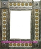 rectangular 25"x21" tin framed hand hammered mirror with talavera tiles - silver color