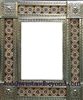 rectangular 25"x21" tin framed hand hammered mirror with talavera tiles - silver color