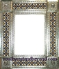 rectangular 25"x21" tin framed hand hammered mirror with talavera tiles - silver color