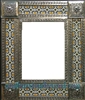 rectangular 25"x21" tin framed hand hammered mirror with talavera tiles - silver color