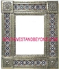 rectangular 25"x21" tin framed hand hammered mirror with talavera tiles - silver color
