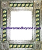 rectangular 25"x21" tin framed hand hammered mirror with talavera tiles - silver color