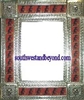 rectangular 25"x21" tin framed hand hammered mirror with talavera tiles - silver color