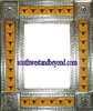 rectangular 25"x21" tin framed hand hammered mirror with talavera tiles - silver color