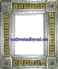 rectangular 25"x21" tin framed hand hammered mirror with talavera tiles - silver color