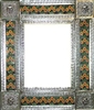 rectangular 25"x21" tin framed hand hammered mirror with talavera tiles - silver color