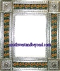 rectangular 25"x21" tin framed hand hammered mirror with talavera tiles - silver color