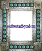 rectangular 25"x21" tin framed hand hammered mirror with talavera tiles - silver color