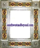 rectangular 25"x21" tin framed hand hammered mirror with talavera tiles - silver color