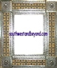 rectangular 25"x21" tin framed hand hammered mirror with talavera tiles - silver color