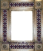rectangular 25"x21" tin framed hand hammered mirror with talavera tiles - coffee cream color