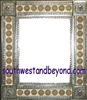 tin framed hand hammered 29"x25" mirror with talavera tiles - silver color