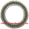 Mexican round tin framed mirror with talavera tiles - silver