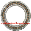 Mexican round tin framed mirror with talavera tiles - silver