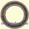 Mexican Round Tin Framed Mirror with Talavera Tiles - Coffee Cream