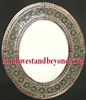 Mexican oval tin framed mirror with talavera tiles - copper color