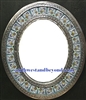 Mexican oval tin framed mirror with talavera tiles - silver color