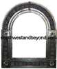 Mexican arched tin framed mirror with talavera tiles - silver