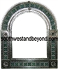 Arched tin framed hand hammered mirror with talavera tiles - silver