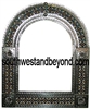 Arched tin framed hand hammered mirror with talavera tiles - silver
