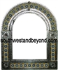 Arched tin framed hand hammered mirror with talavera tiles - silver