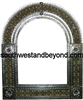 Arched tin framed hand hammered mirror with talavera tiles - silver