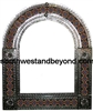 Mexican arched tin framed mirror with talavera tiles - coffee cream color