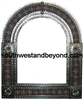 Arched tin framed hand hammered mirror with talavera tiles - silver