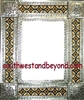 rectangular 21"x25" tin framed hand hammered mirror with talavera tiles - silver color