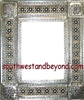 rectangular 21"x25" tin framed hand hammered mirror with talavera tiles - silver color