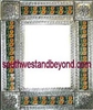 rectangular 21"x25" tin framed hand hammered mirror with talavera tiles - silver color
