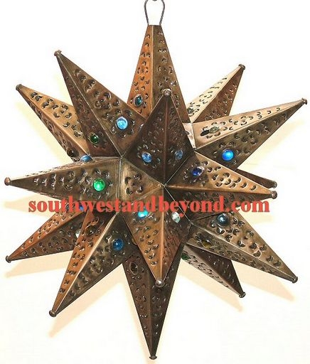 Mexican Tin Hanging Stars Rustic Star, Mexican Wall Light Fixtures