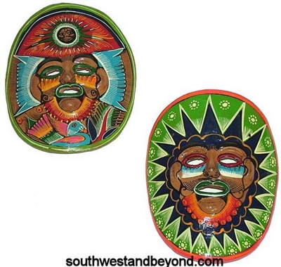 Mexican folk art clay wall masks