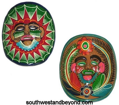 Mexican folk art clay wall masks