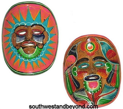 Mexican folk art clay wall masks