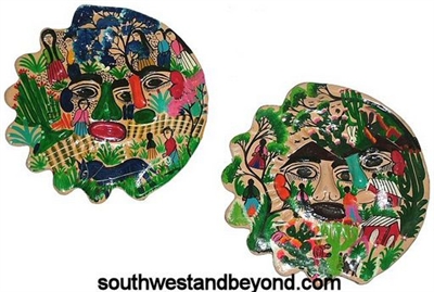 Mexican folk art clay wall masks