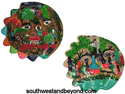 Mexican folk art clay wall masks