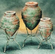80170 Clay 3 Piece Mexican Pottery Vase Sets