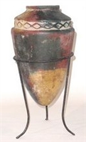 Clay Vase on Stand Mexican Pottery