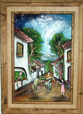 Pueblo Scene Acrylic Painting