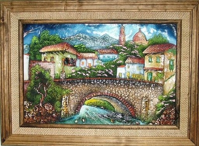 Pueblo Scene Acrylic Painting