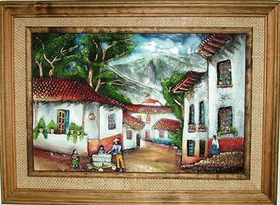 Pueblo Scene Acrylic Painting