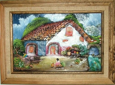 Pueblo Scene Acrylic Painting
