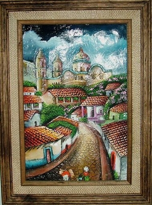 Pueblo Scene Acrylic Painting