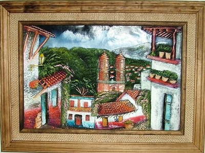 Pueblo Scene Acrylic Painting
